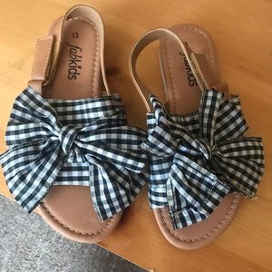 Girls sandals blue and white plaid
